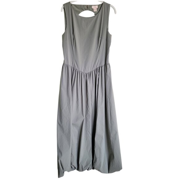 Camila Coelho Sage Green Midi Dress Bubble Hem Basque Waist Open Back Modern M - Picture 2 of 14